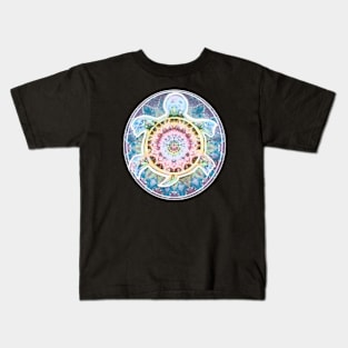 Rainbow Turtle Tie Dye mandala spirit animal batik terrapin hippie boho Kids T-Shirt